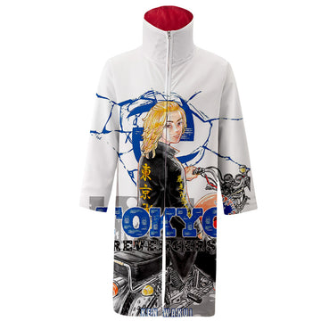 Anime Tokyo Revengers Sudadera Bata capa con cremallera Abrigo largo cuello alto Cosplay Disfraz Halloween Carnaval hombre diario Traje
